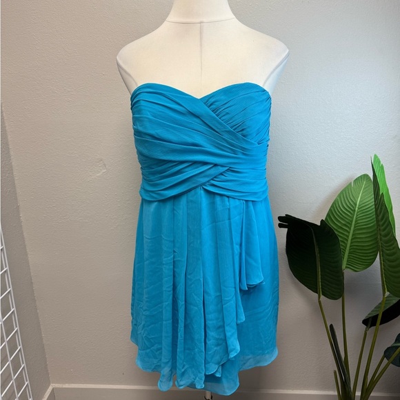 David's Bridal Strapless Turquoise Dress - Size 20 - Picture 2 of 4